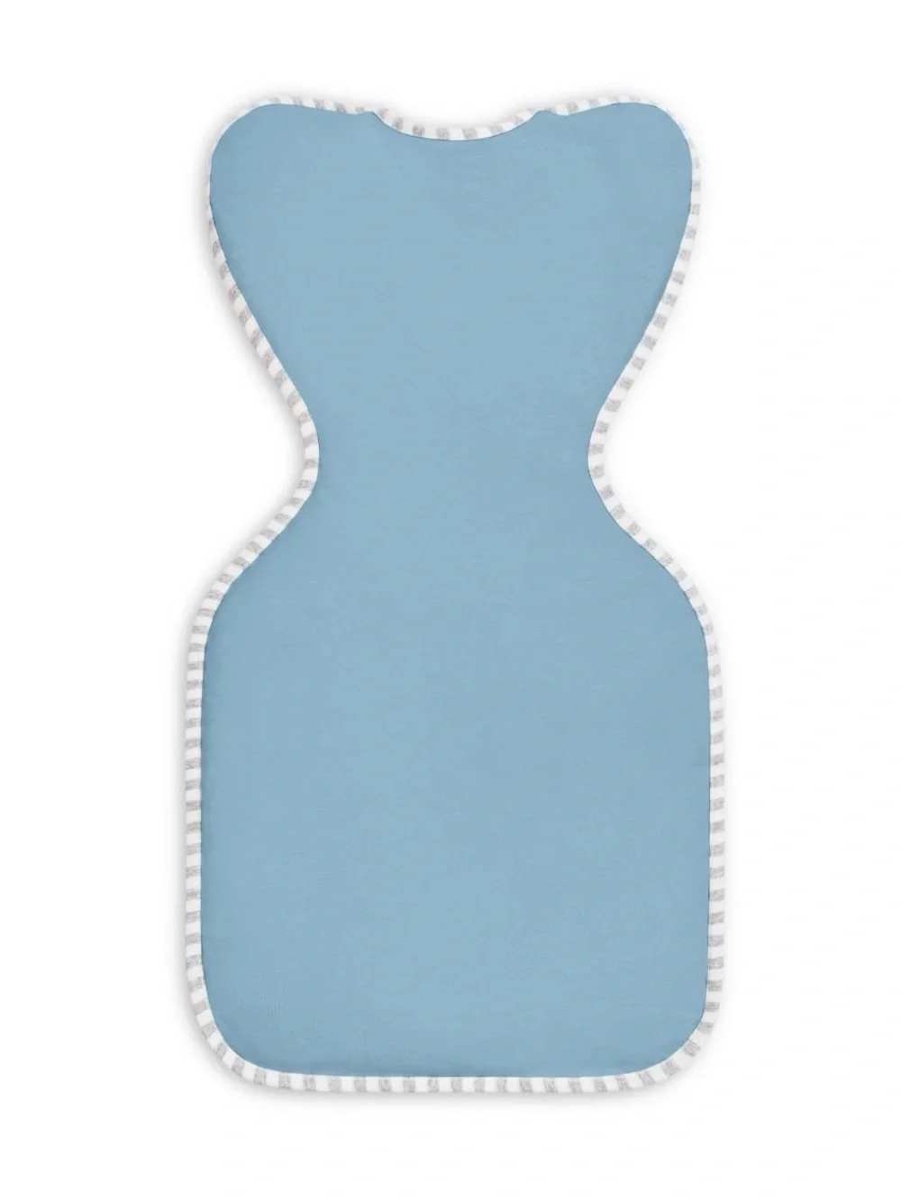 Love to dream light blue swaddle sleep sack with gray striped trim